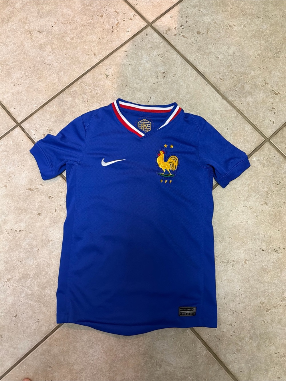 France FFF 2024/25 Stadium Home Kids  Small Nike Dri-FIT Football Replica Shirt